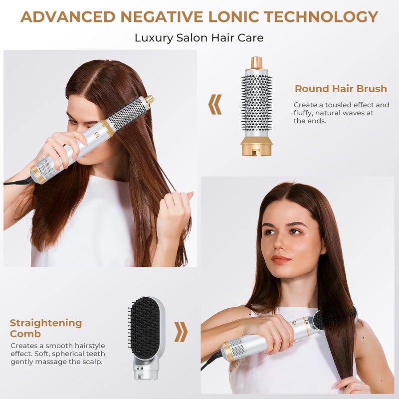 trylater 5 in 1 Blow Dryer Brush, Hair Dryer Brush Set Negative Ion Upgrade Hot Air Brush Air Styler Curling Wrap Air Curler, Curling Iron Hair Styling Tools As A Gift for Straight/Curl/Drying/Smoothing - Image 4